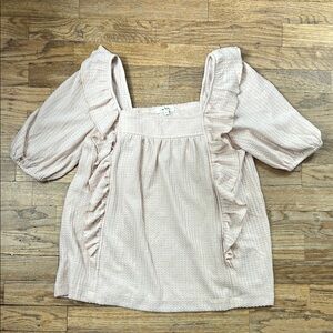 Women’s Ruffled Puff Sleeve Cream Blouse